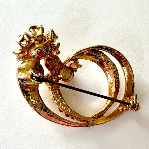 GOLD, FRESHWATER PEARL & RHINESTONE Brooch / Pin - Picture 6 of 6